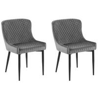 ESSZIMMERSTUHL 2er-Set Samtstoff Grau Solano - Grau, Textil/Metall (51/82/52cm) - Beliani