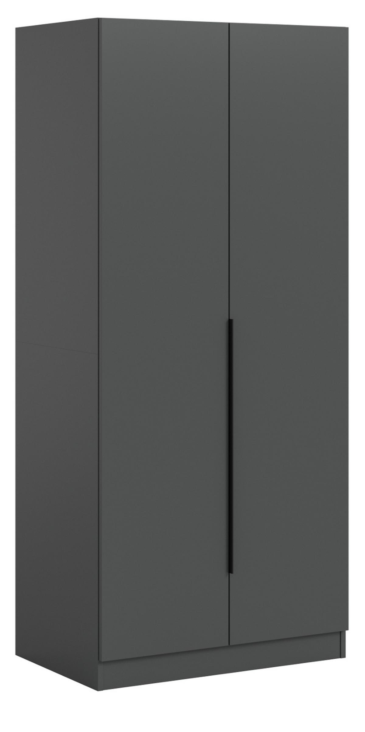 KLEIDERSCHRANK grau 2-türig 80 x 181 cm, Drehtürenschrank mit Kleiderstange - Schwarz/Grau, Holzwerkstoff/Kunststoff (80/181/52cm) - Inn.Furn
