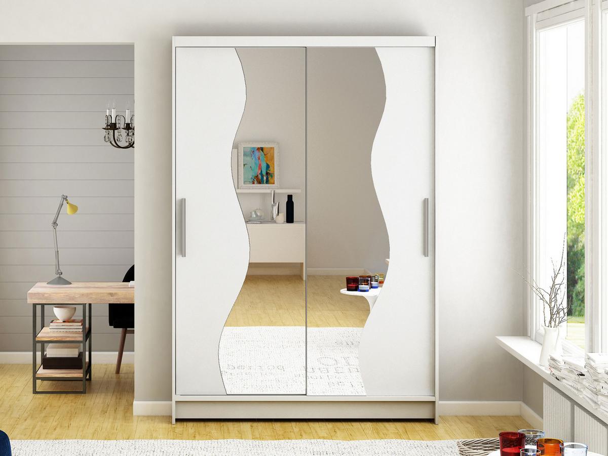 KLEIDERSCHRANK Miami S - Silberfarben/Weiß, Holzwerkstoff/Kunststoff (120/200/58cm) - MIRJAN24