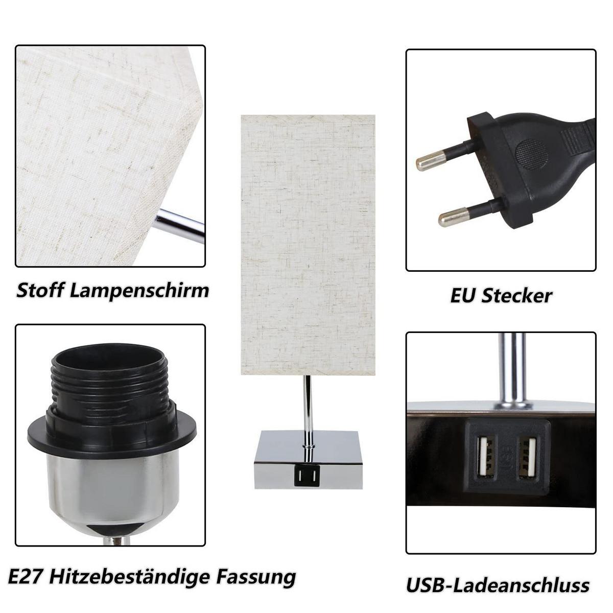 TISCHLEUCHTE Reutlingen(2er-set) 13/13/36 cm - Silberfarben, Textil (13/13/36cm) - Nettlife