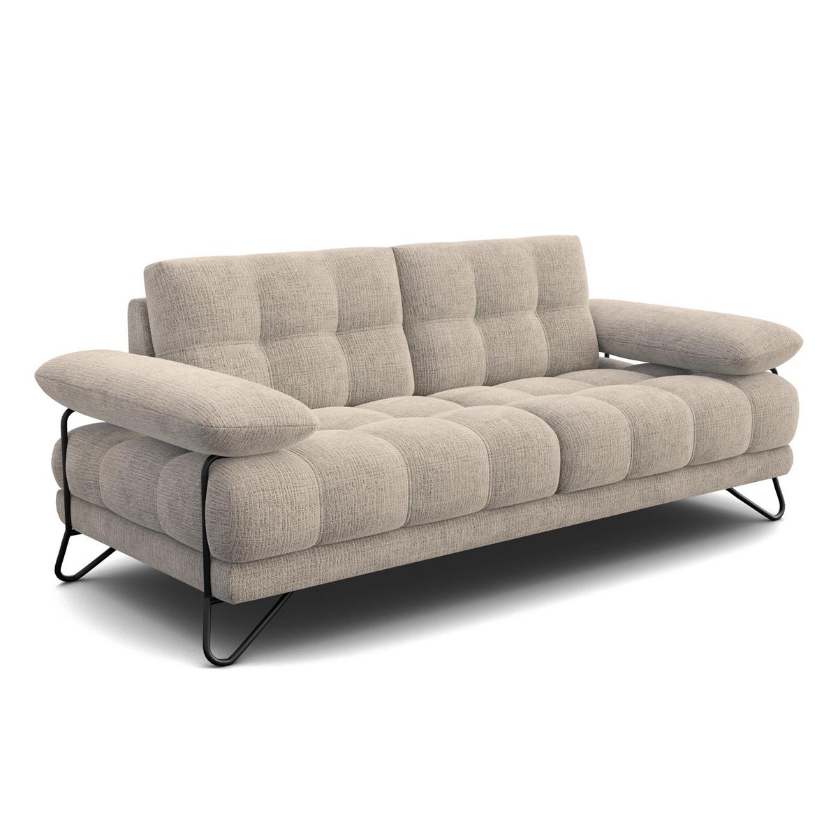 SOFA BUBBARA 2,5-Sitzer, beige - Beige/Schwarz, Holz/Textil (215/87/96cm) - Wozimo