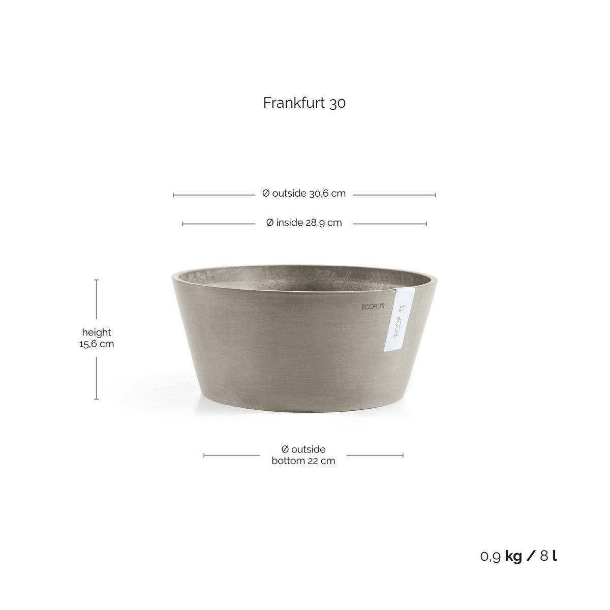 BLUMENTOPF Frankfurt 30,6/15,6 cm Taupe - Taupe, Kunststoff (30.6/15.6cm) - Ecopots