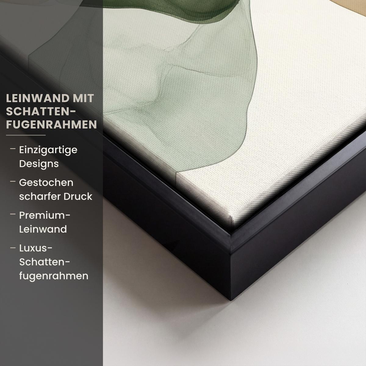 LEINWAND Bilder mit Rahmen - Japandi - Abstrakt - Grün - 20x30 - Salbeigrün, Textil (20/30cm) - MuchoWow