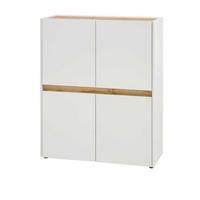 AKTENSCHRANK Weiß matt, Eiche Wotan 100 x 122 cm, Highboard 4-türig mit viel Stauraum - Eichefarben/Eiche Wotan, Holzwerkstoff/Kunststoff (100/122/40cm) - Furn.Design