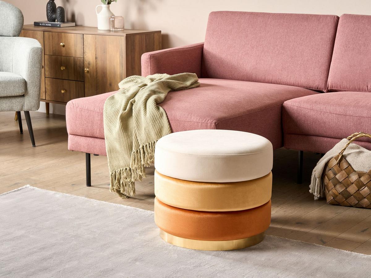 POUF Louin 48/48/41 cm - Orange, Textil (48/41/48cm) - Beliani