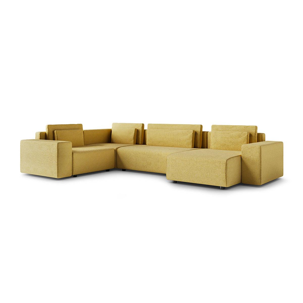 PANORAMASOFA Lorenzo 5 Sitzplätze Gelb - Gelb, Holz (378/85/236cm) - Petits-meubles