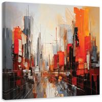 LEINWANDBILD Stadt Moderne Abstraktion Rot 30x30cm - Multicolor, Textil (30/30cm) - Feeby