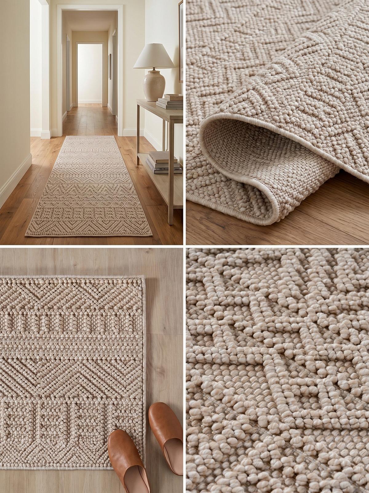 TEPPICH Flachgewebe LANGAU in Beige, mit Ethno-Streifen, 80 x 250 cm - Beige, Textil (80/250cm) - KADIMA DESIGN