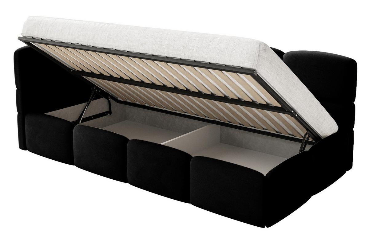 JUGENDBETT Cloudy Schwarz 120 cm, Easy-Clean-Velours - Schwarz, Kunststoff/Textil (120/200cm) - Selsey