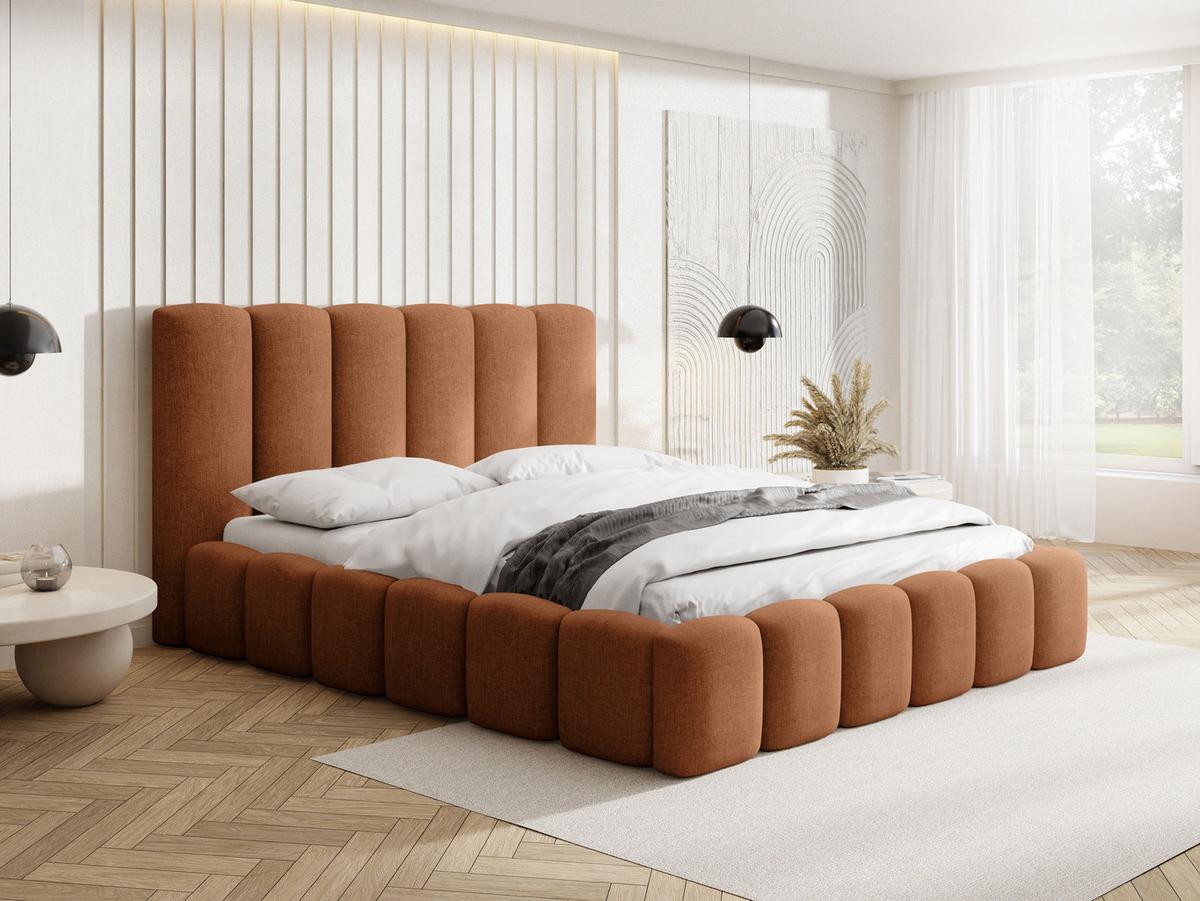 POLSTERBETT Serenity mit Bettkasten & Lattenrost in Terrakotta Chenille 120 x 200 cm - Birkefarben/Terracotta, Holzwerkstoff/Kunststoff (120/200cm) - WFL GROUP