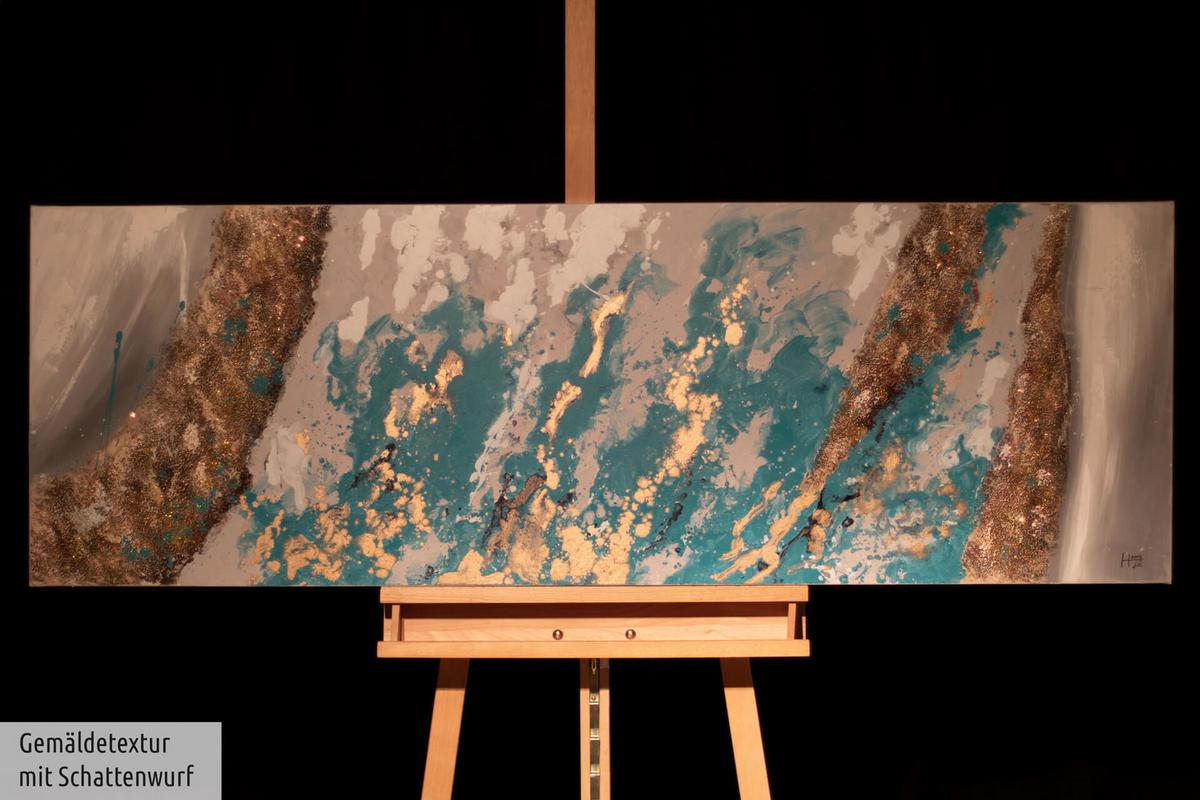 ÖLGEMÄLDE 150/50 cm - Blau/Weiß, Holz/Textil (150/50cm) - KUNSTLOFT