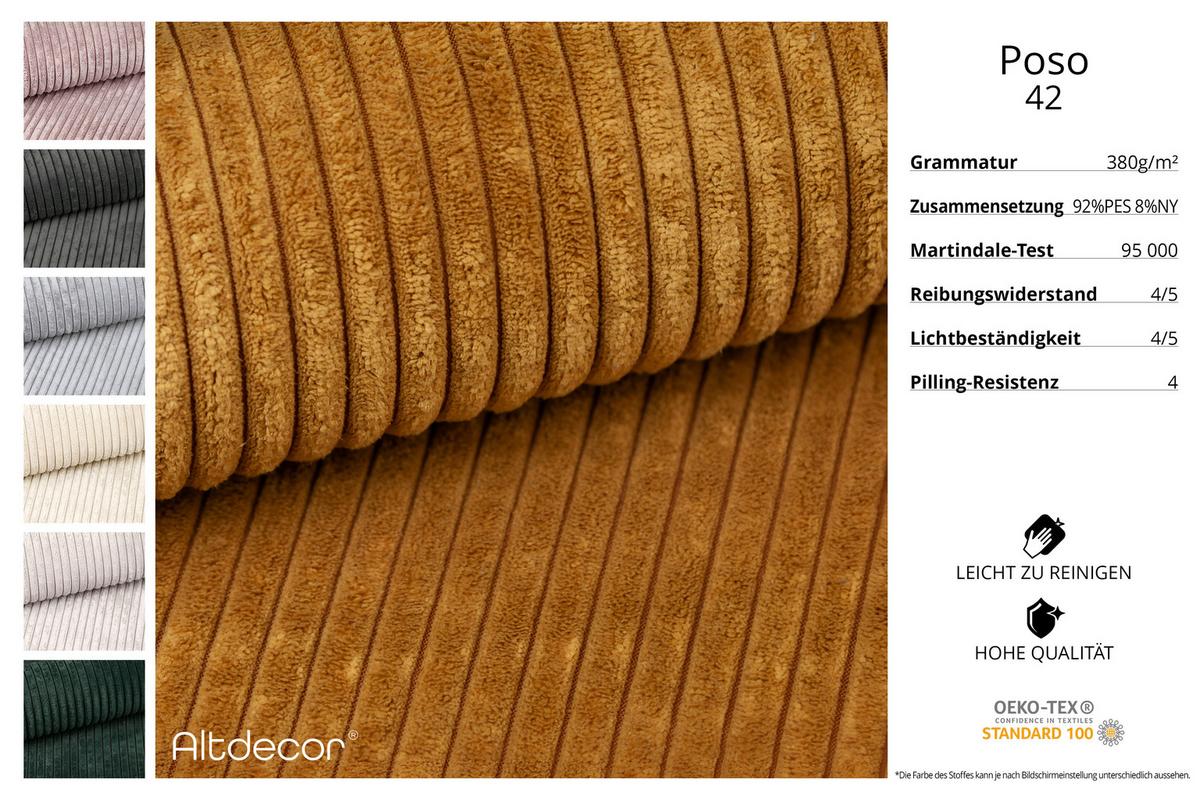 ECKSOFA mit Schlaffunktion und Bettkasten KLEEA-L - 247x143x83 cm Senfgelb Cord - Gelb/Schwarz, Holzwerkstoff/Kunststoff (247/143cm) - ALTDECOR