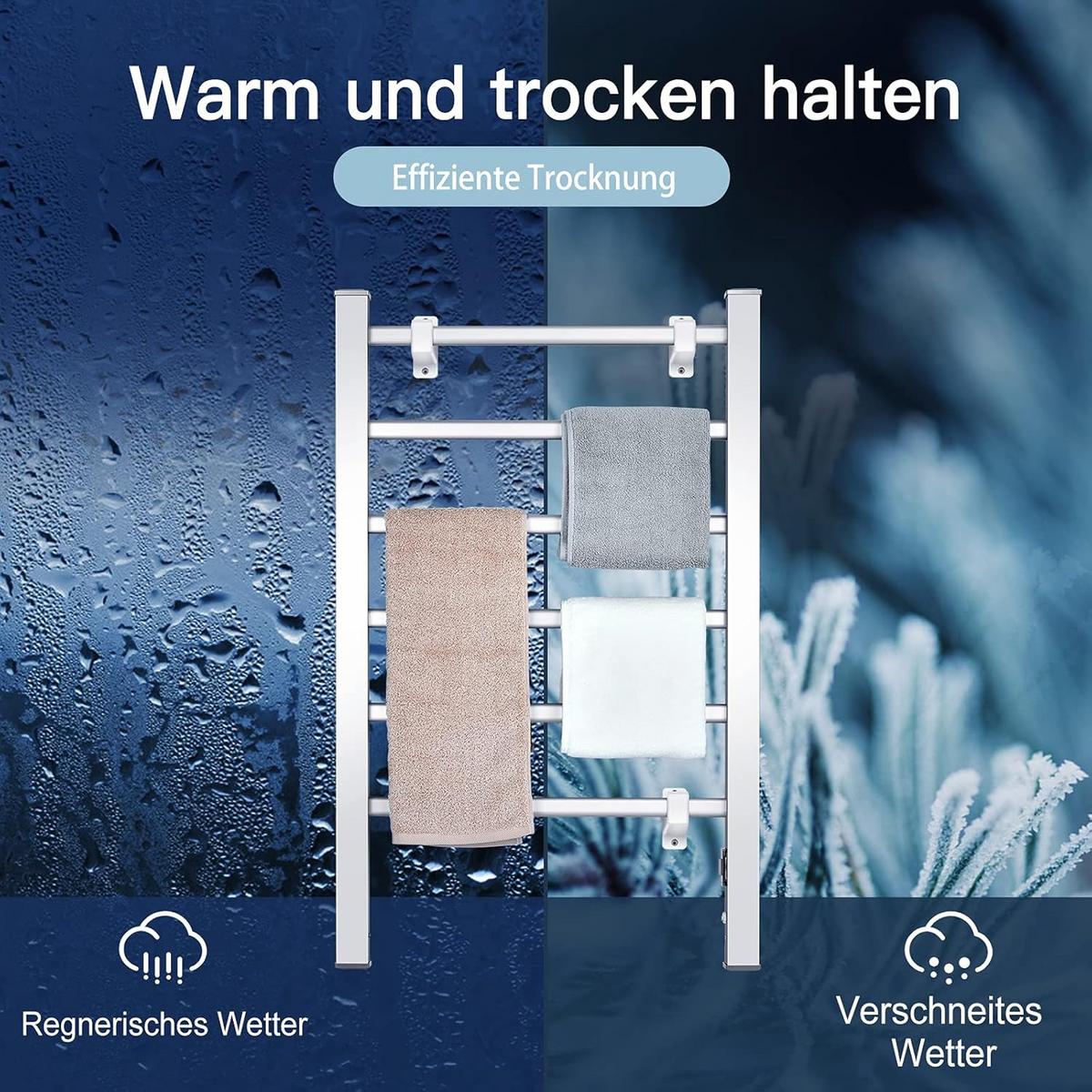 HANDTUCHHALTER 2 in 1 mit 6 Stangen Silber - Silberfarben, Metall (53/91/35cm) - COSTWAY