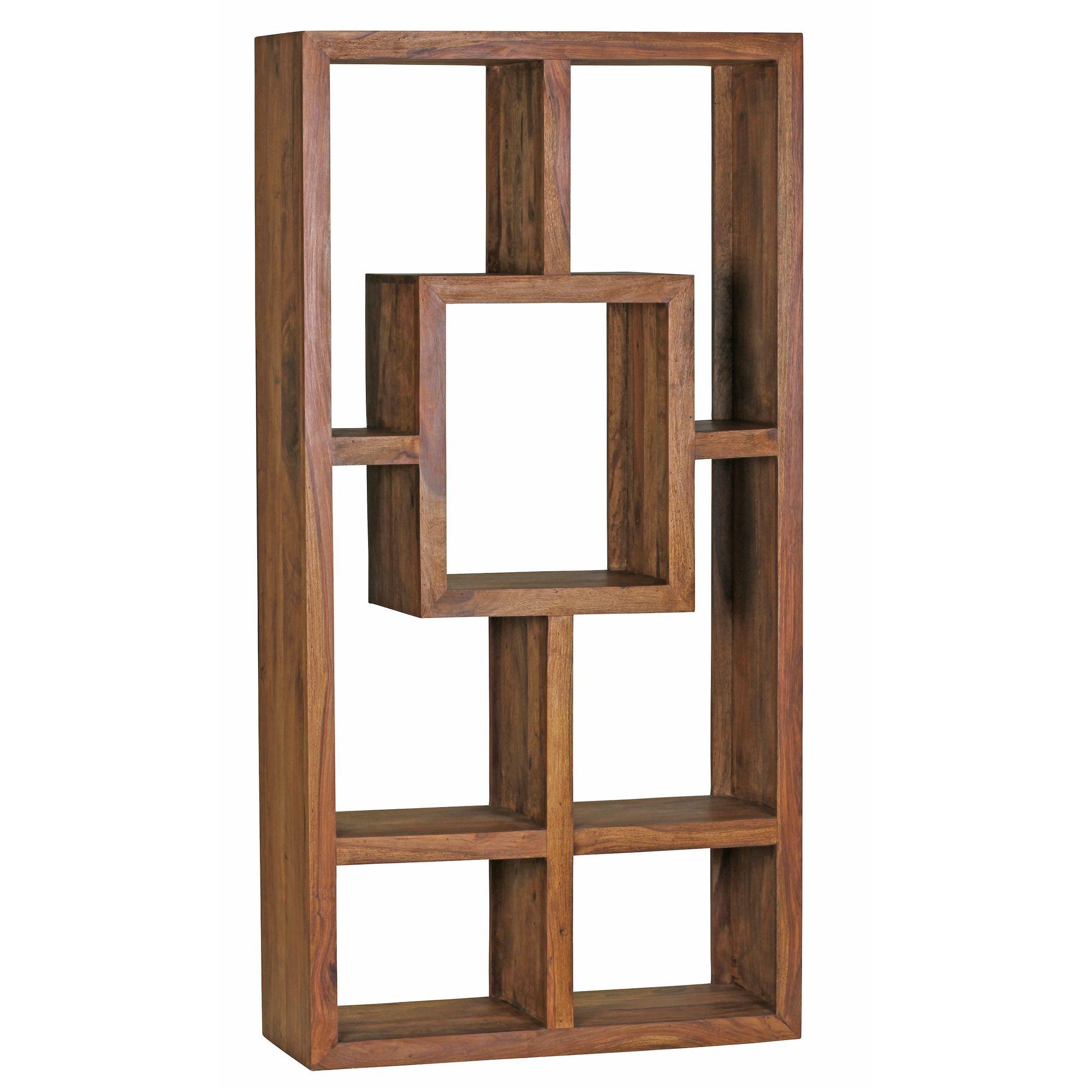 BÜCHERREGAL – NAKO, Naturholz, 90x180 cm, Landhausstil, mit Ablagefächern - Braun, Holz (90/180/35cm) - KADIMA DESIGN
