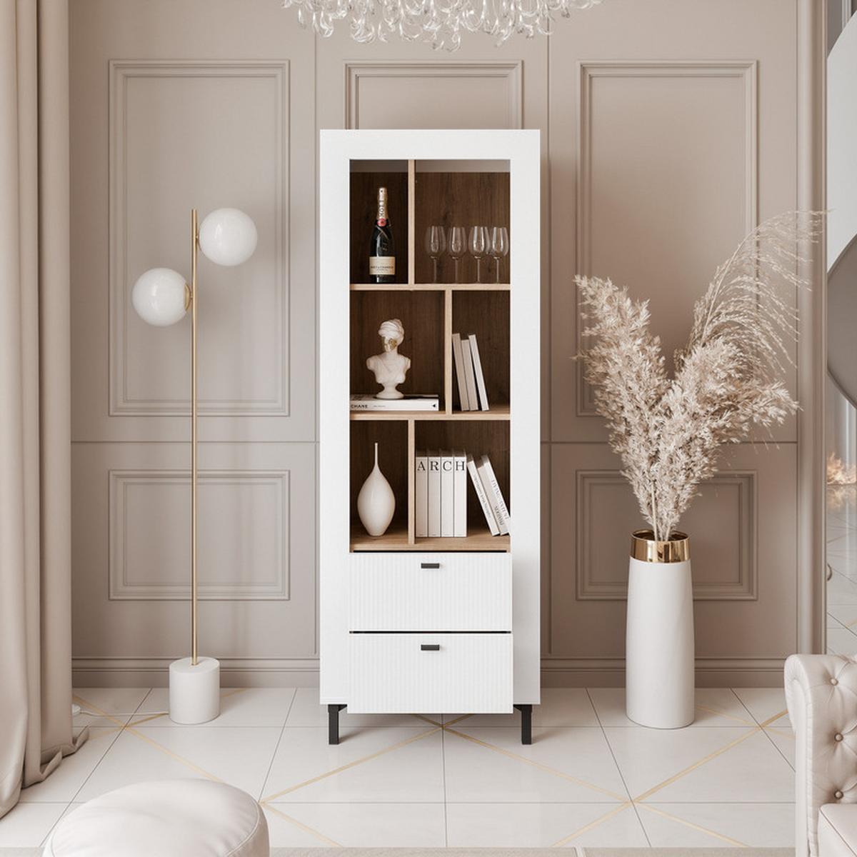 REGAL AVENA, 60/40/169 cm Weiß / Eiche - Weiß, Holzwerkstoff/Kunststoff (60/169/40cm) - Idohome