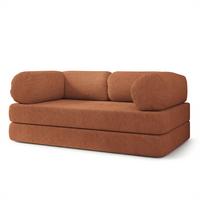 BETTSOFA EIREN aus Schaumstoff Bucle-Stoff Orange Schlaffunktion - Orange, Textil (170/68/80cm) - MASSENO