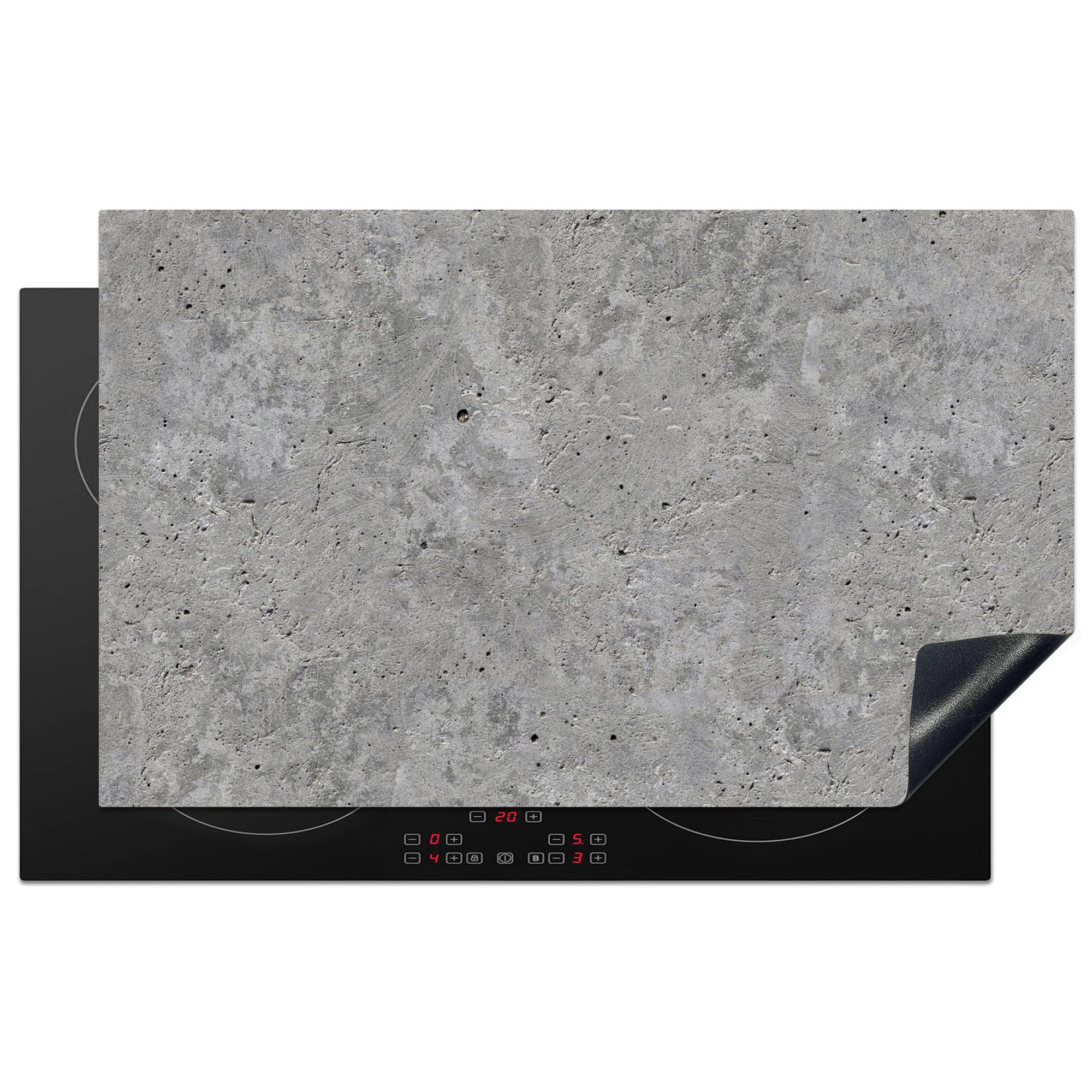 HERDABDECKPLATTE Beton - Schiefer - Grau - Struktur aus Beton Induktionsmatte 83x51 cm - Hellgrau, Kunststoff (83/51.5/0.2cm) - MuchoWow