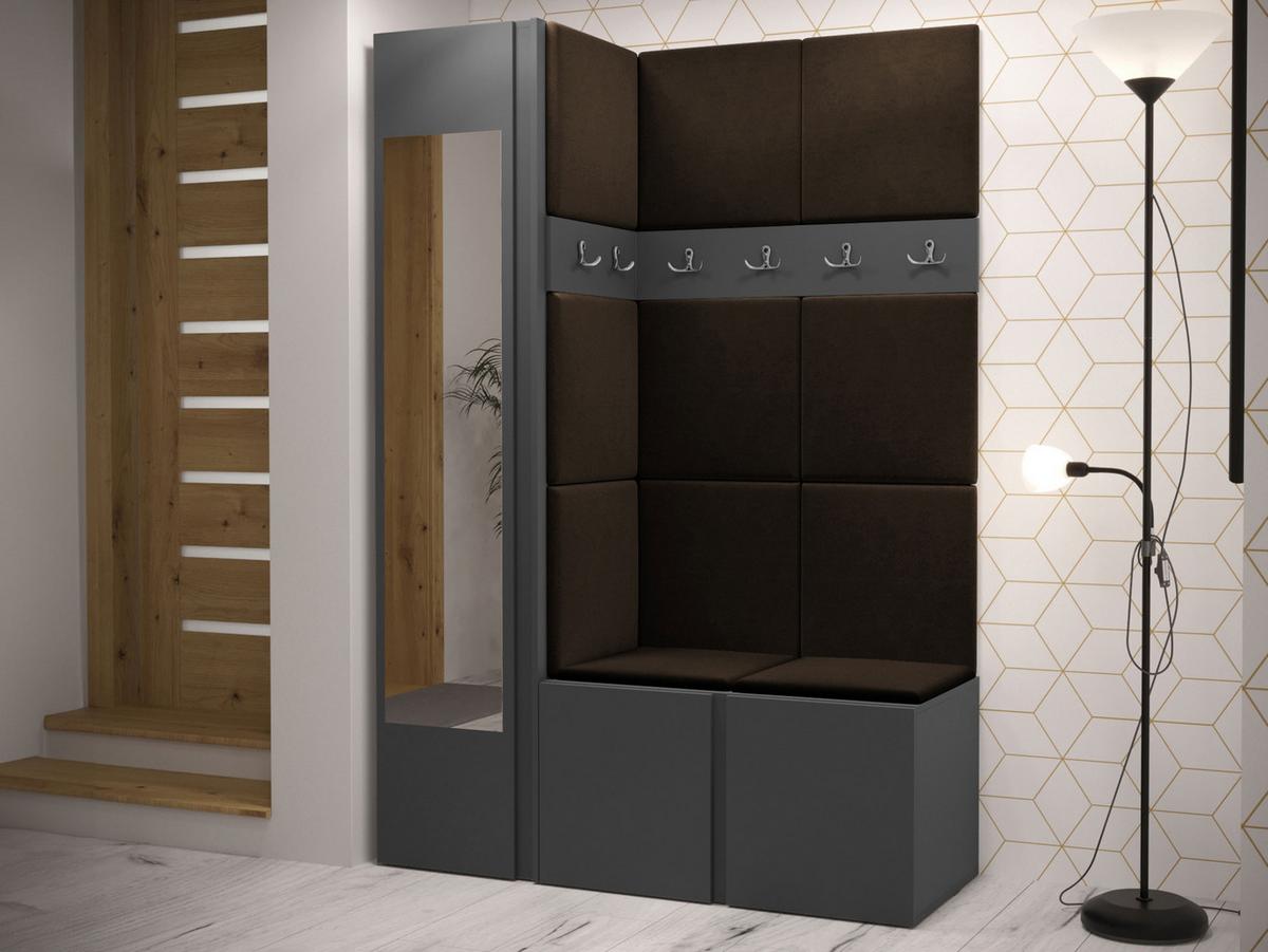 GARDEROBEN-SET Orion X - Graphitfarben/Braun, Holzwerkstoff/Kunststoff (124/186/46cm) - MIRJAN24
