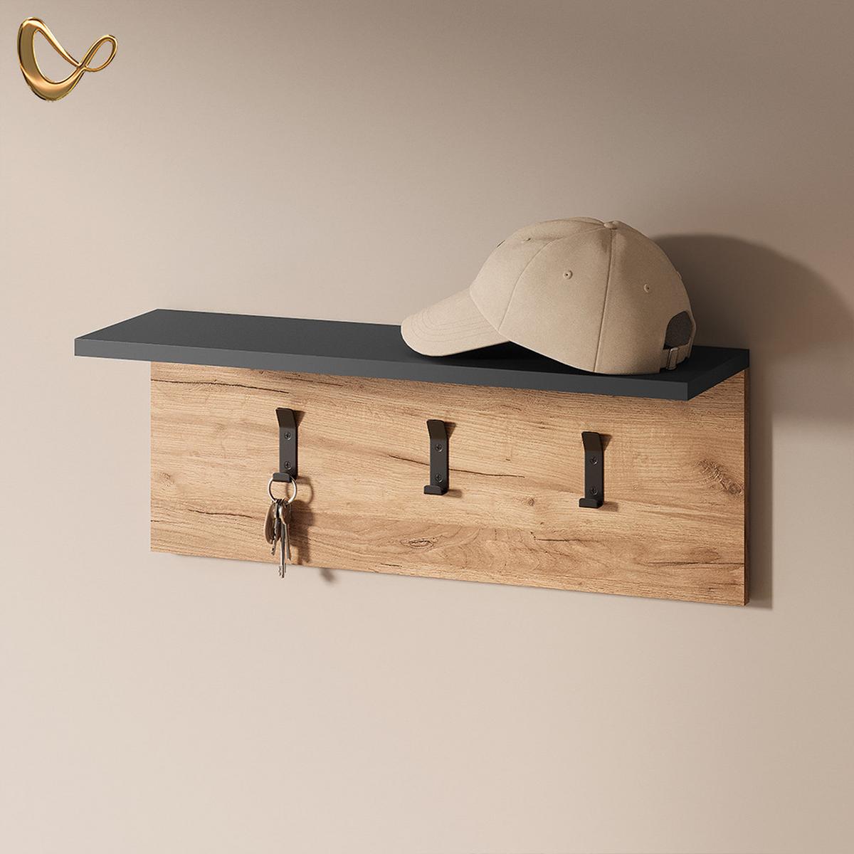 WANDGARDEROBE Ortello Anthrazit/Goldkraft Eiche 60 x 21.6 cm - Honigeiche/Anthrazit, Holzwerkstoff (60/21.6/18cm) - Livinity®