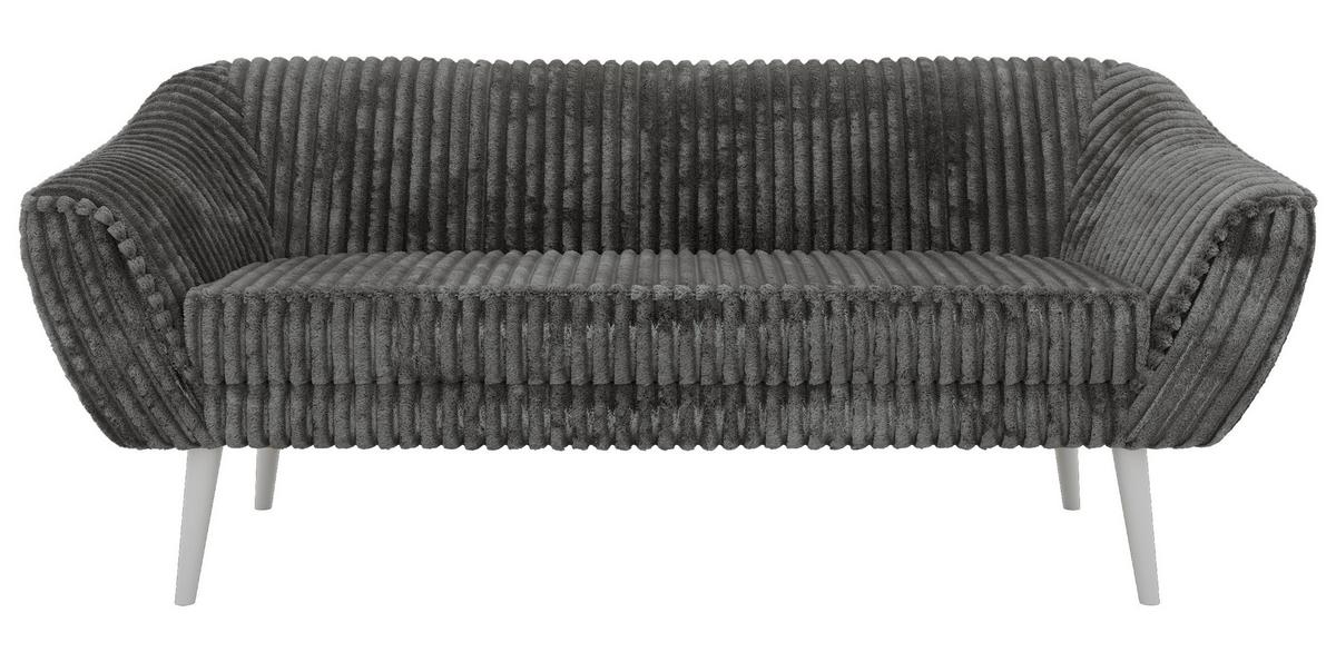 3-SITZER-SOFA PIRS - Grau Cord - Weiße Beine - Weiß/Grau, Holzwerkstoff/Textil (180/75/74cm) - MKS