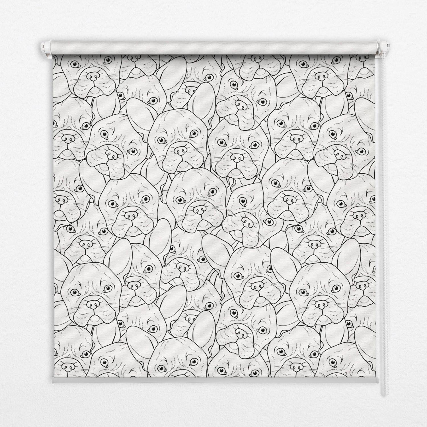 INNENROLLO - Fensterrollo - Rollo - 110x140 cm - Gezeichnete Hunde - Grau, Kunststoff (110/140/0.5cm) - TULUP