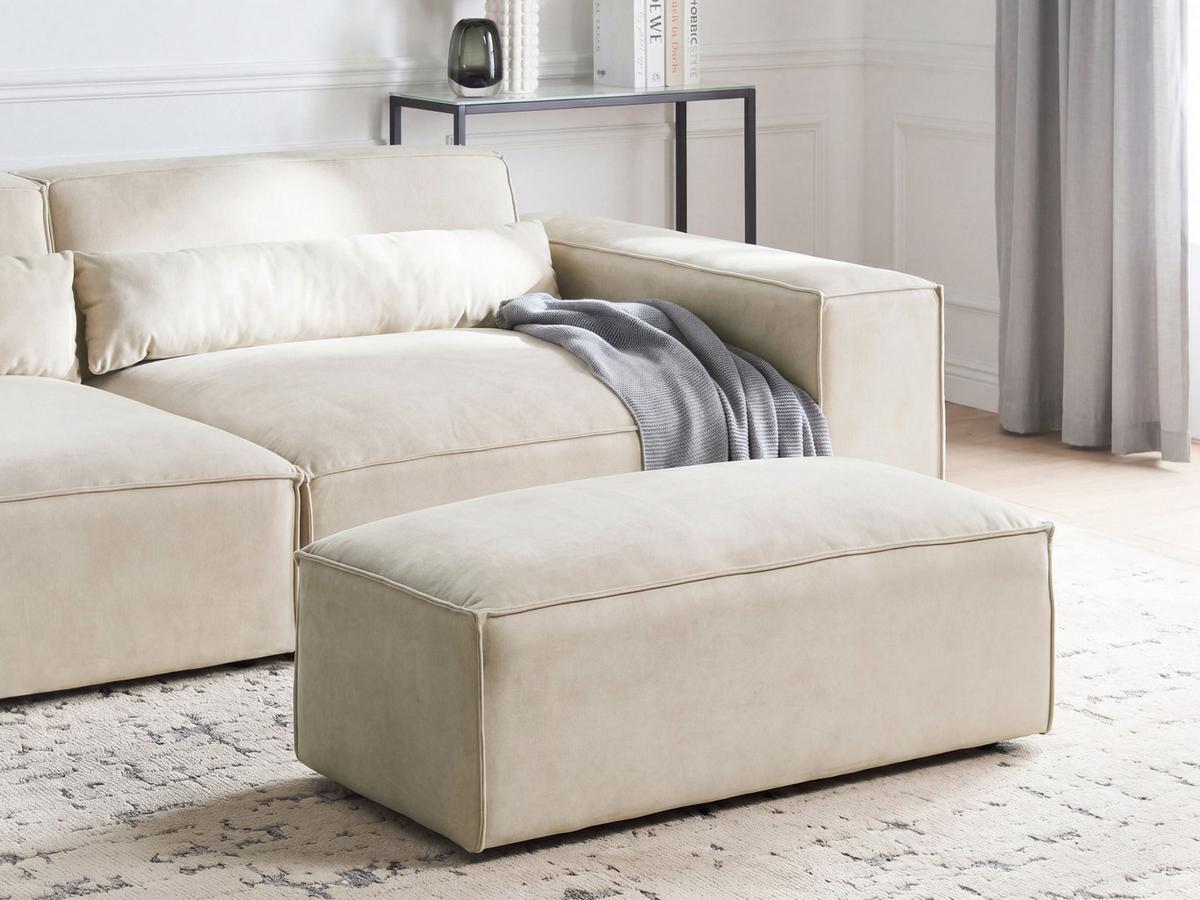 OTTOMANE Samtstoff Hellbeige Hellnar - Beige, Textil (52/39/102cm) - Beliani
