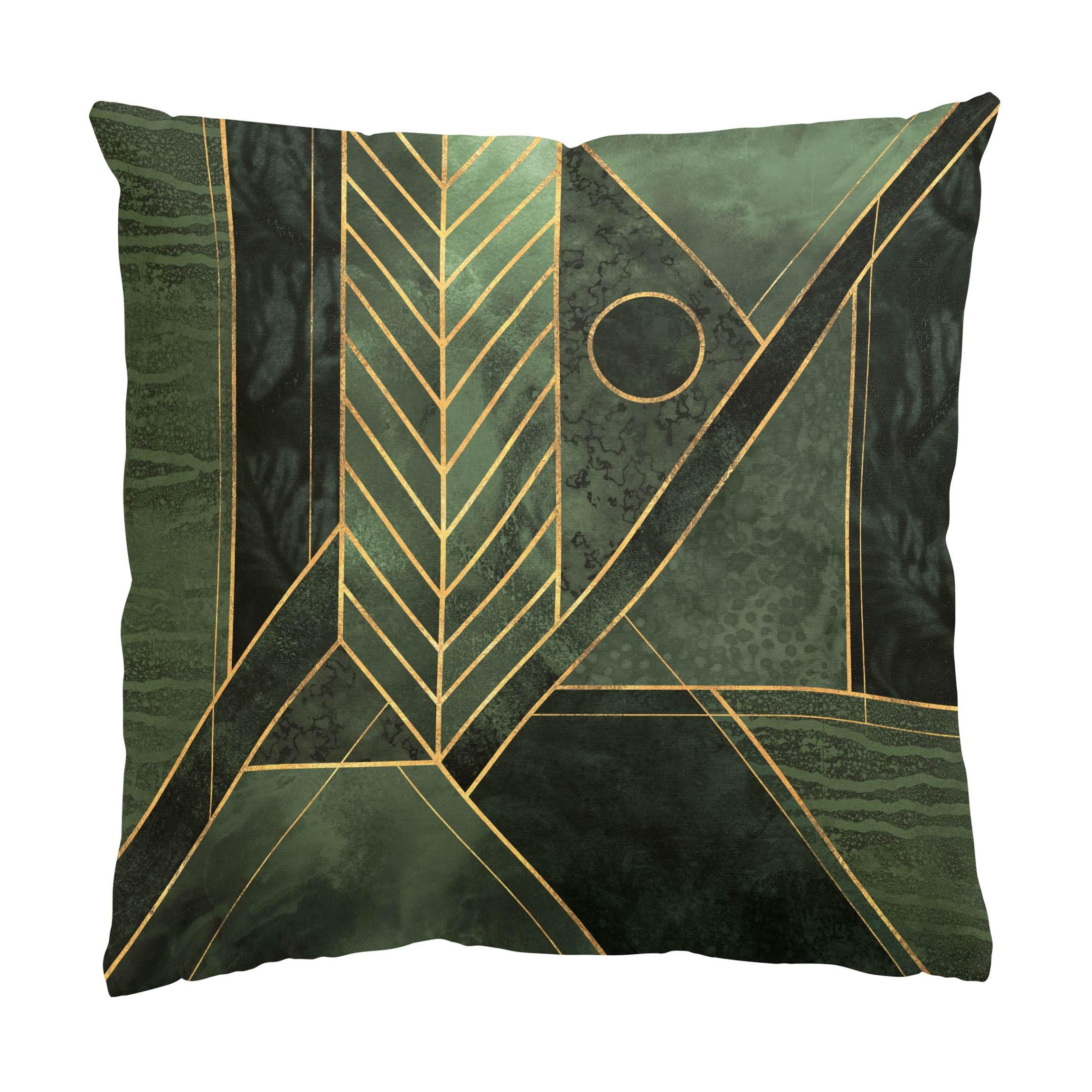 KISSENBEZUG Geometrische Formen Smaragd Gold 40/40 cm - Grün, Textil (40/40cm) - Bilderwelten