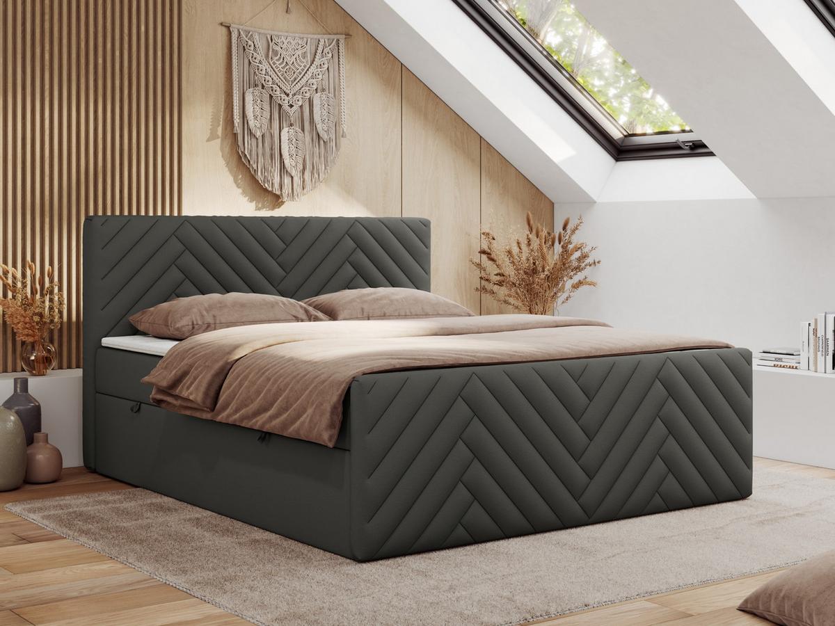 BOXBETT PARIS DUO 180/200 - Grau Kunstleder - H4 - Grau, Holz/Textil (180/200cm) - MKS