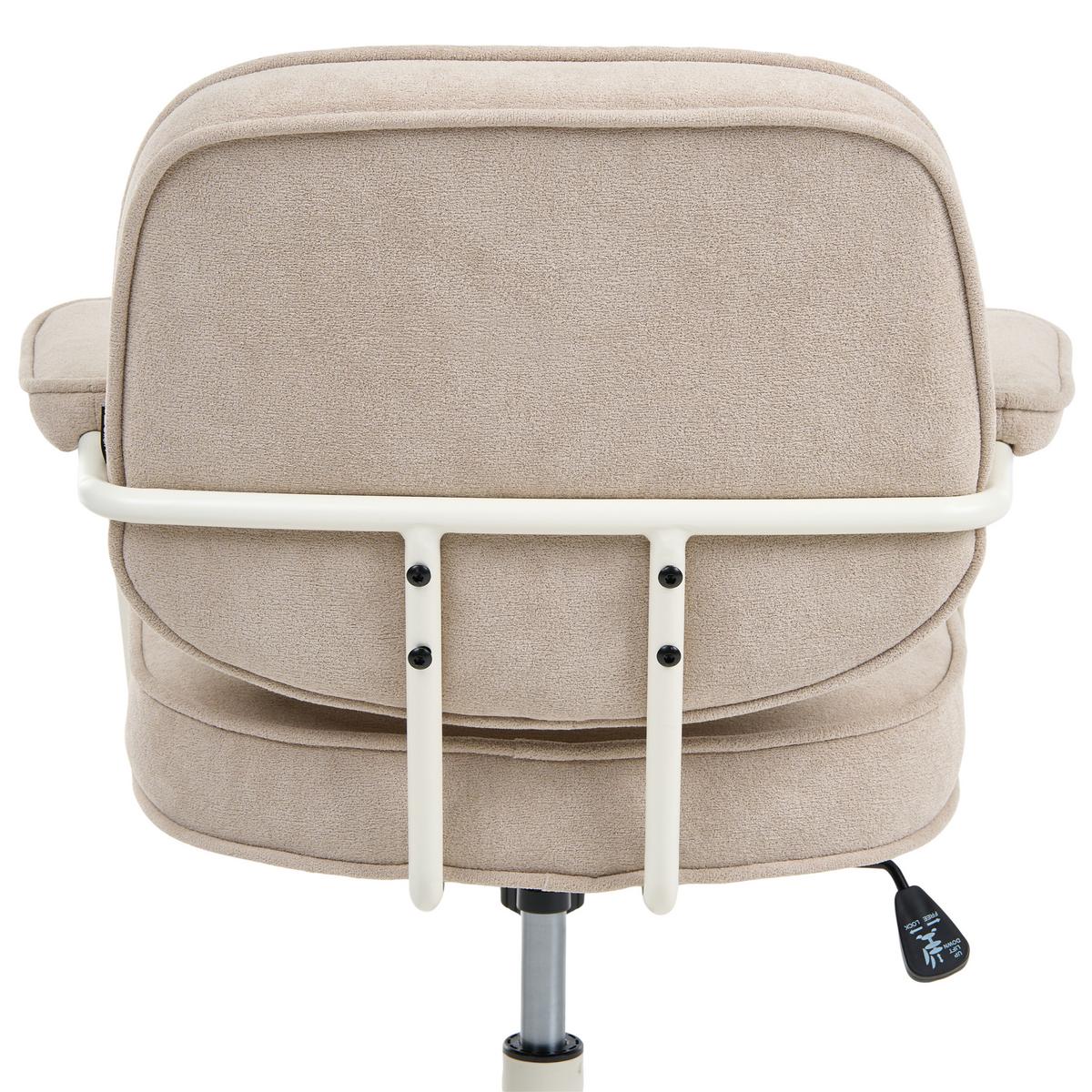 SCHREIBTISCHSTUHL Bouclé Hellbeige Paramus - Beige, Kunststoff (60/81/65cm) - Beliani