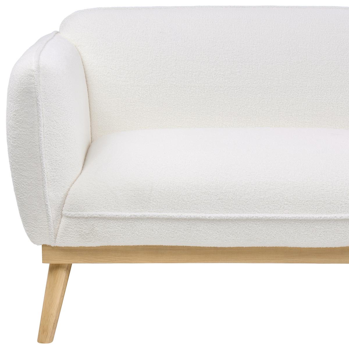 3-SITZER-SOFA Bouclé Weiß Ljung - Hellbraun, Textil (210/82/82cm) - Beliani