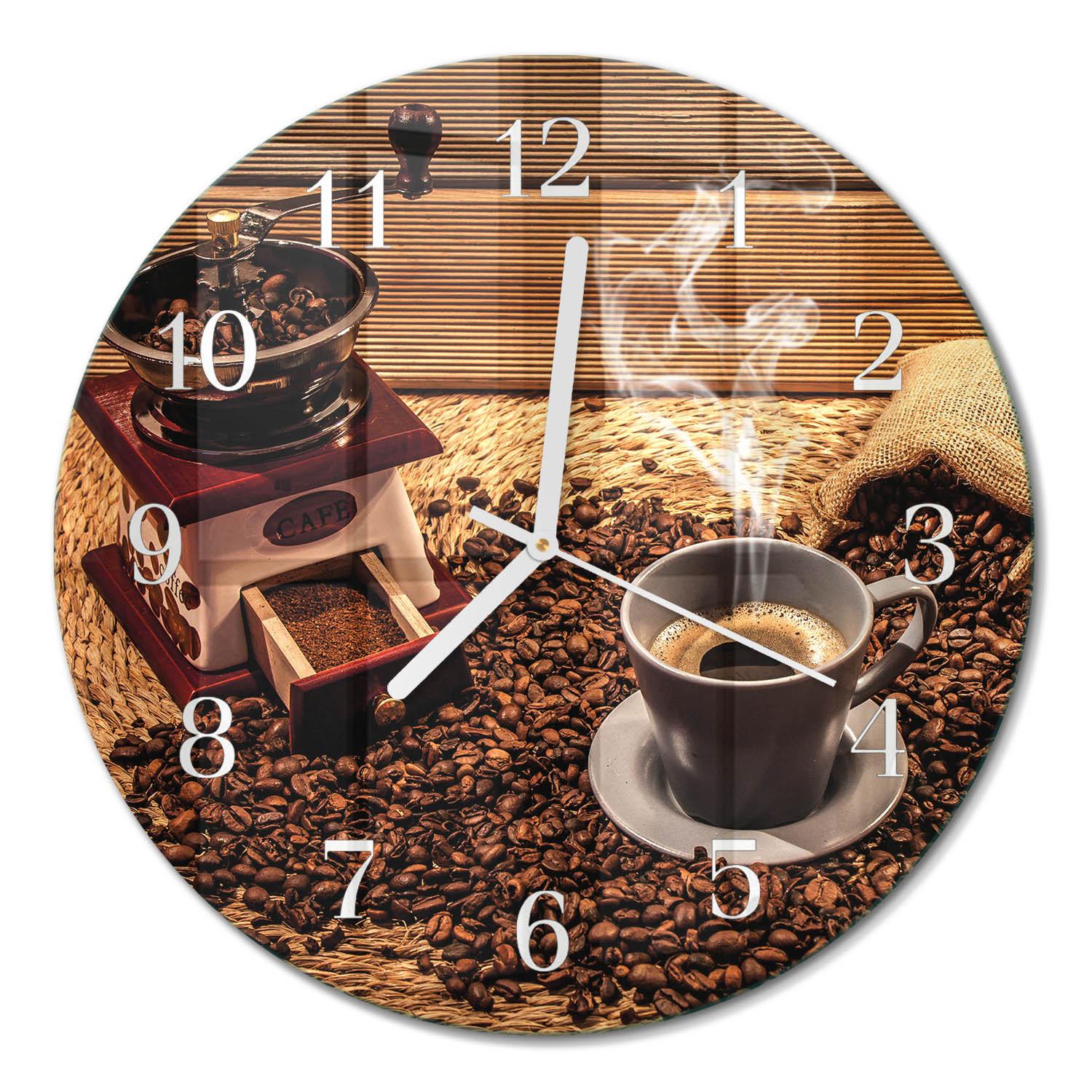 WANDUHR aus Glas Ø30 cm - Kaffeebohnen - Braun, Glas (30/30/0.4cm) - TULUP