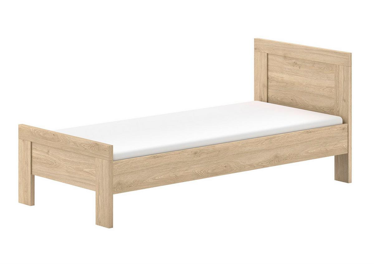 EINZELBETT 90x200 Keelia Eiche Melamin modern - Eichefarben, Kunststoff (90/200cm) - 58aufmkessel