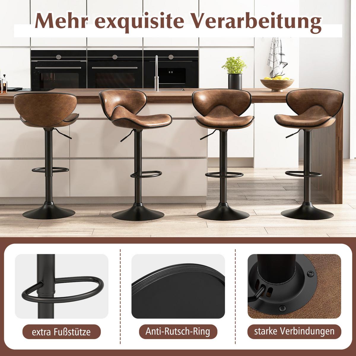 BARHOCKER Schwarz(2er-Set) - Schwarz, Metall (53/81/45cm) - COSTWAY