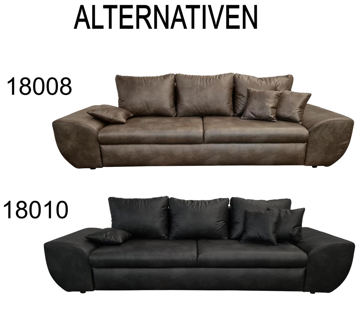 BIG-SOFA mit Schlaffunktion, Bettkasten, Wellenunterfederung B275/T98/H90 cm, Liegefläche 148x194 cm, Mikrofaser Leder-Optik Vintage Braun / 18008 - Dunkelbraun/Schwarz, Kunststoff/Textil (275/90/98cm) - luma-home