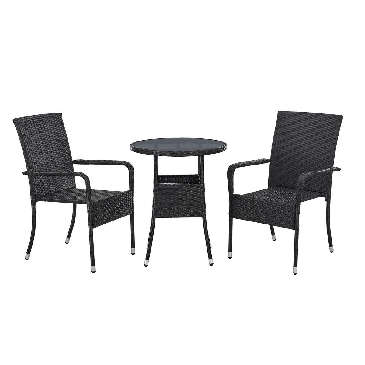 GARTENTISCH Yoro schwarz 60 cm - Schwarz, Kunststoff (60/60/73cm) - Juskys