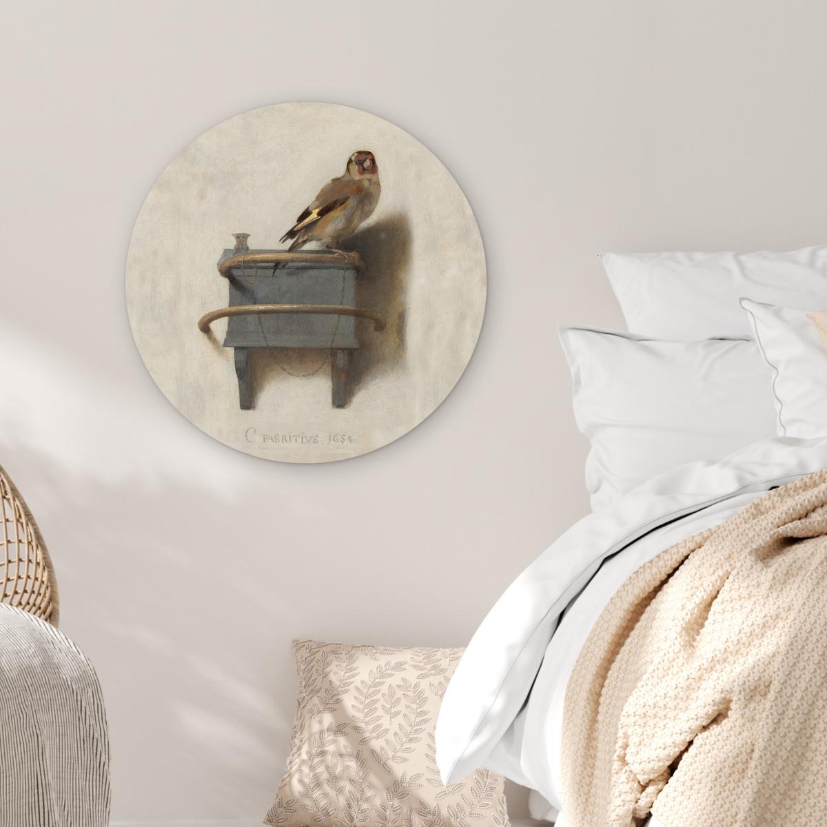 WANDBILD Stieglitz - Alter Meister - Carel Fabritius Wanddeko Schlafzimmer 60x60 cm - Grau, Kunststoff (60/60cm) - MuchoWow