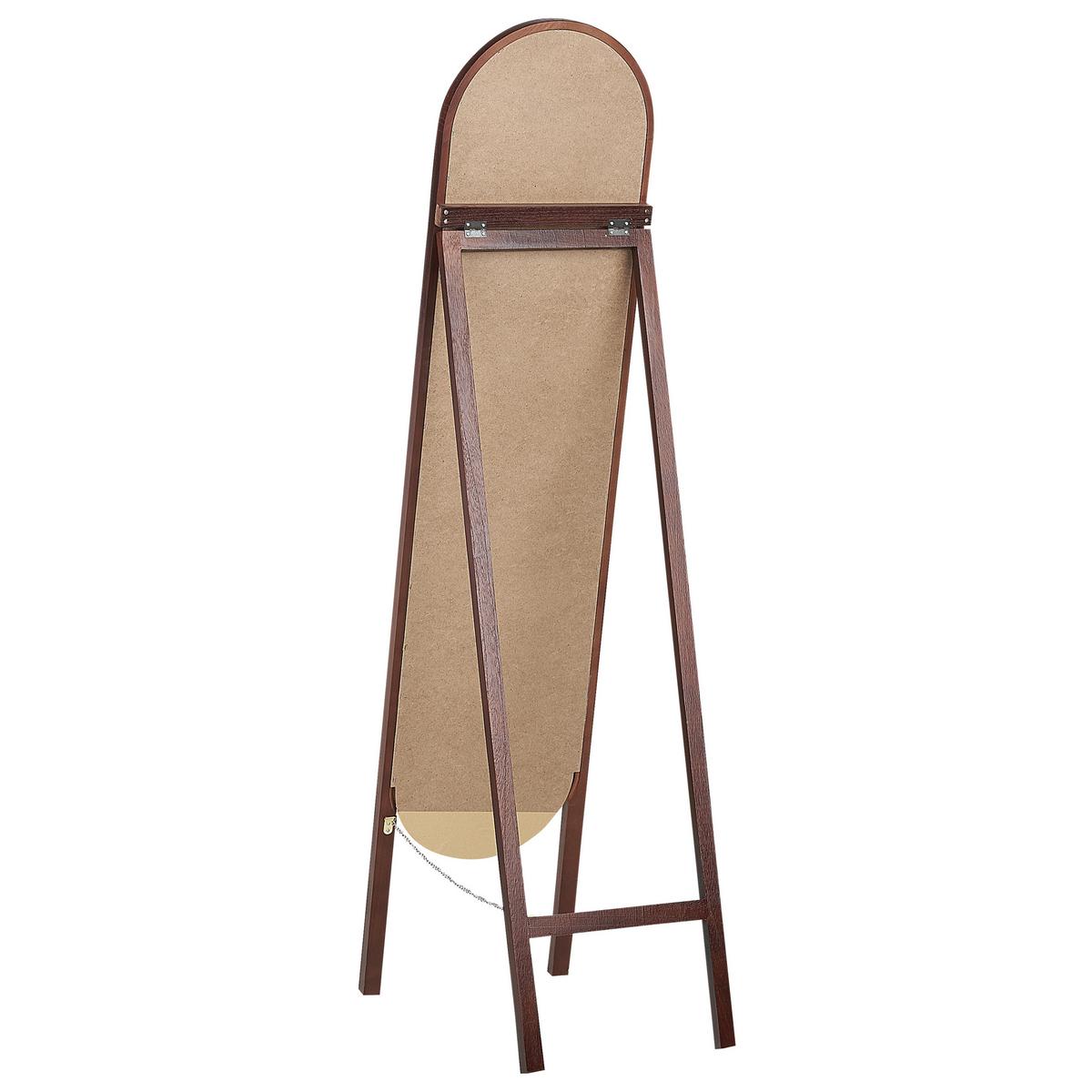 STEHSPIEGEL Paulowniaholz dunkelbraun oval 30/150 cm Chelles - Dunkelbraun, Holz (30/150/67cm) - Beliani
