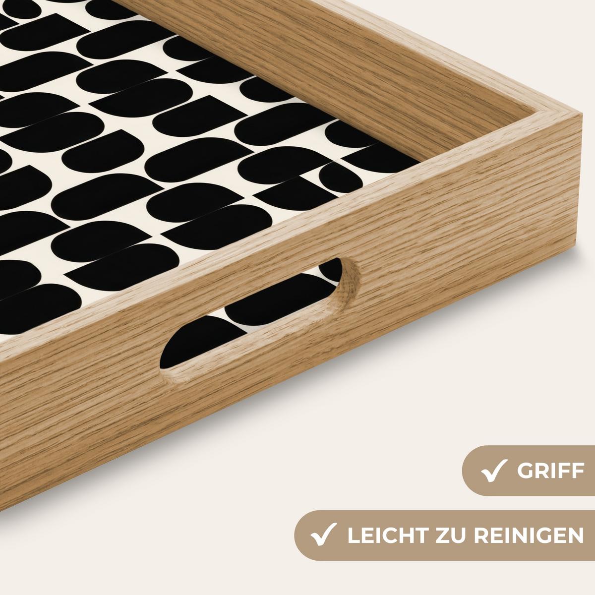 TABLETT Modern - Gemustert - Schwarz 40x30 cm - Schwarz, Holz (40/5/5cm) - OnlyWow