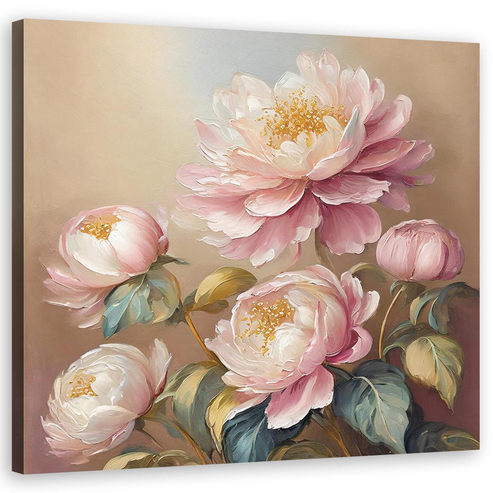 WANDBILD blumen pfingstrose vintage - Pink, Textil (30/30cm) - Feeby
