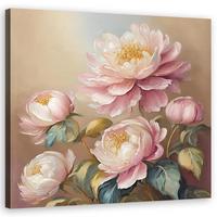WANDBILD blumen pfingstrose vintage - Pink, Textil (40/40cm) - Feeby