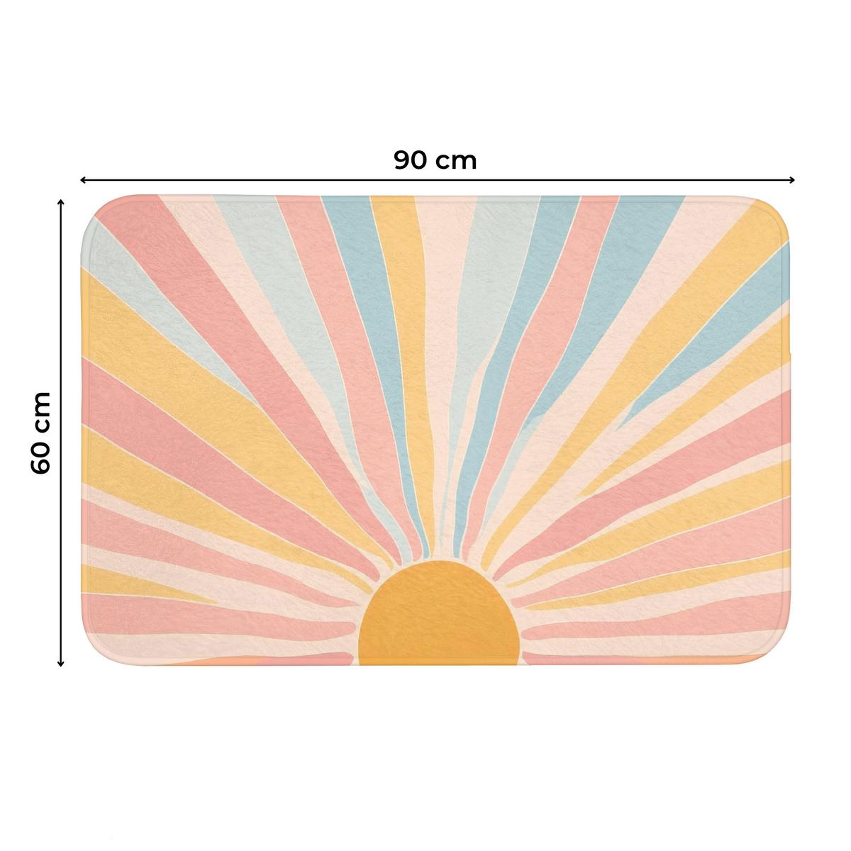 WC-VORLEGER Illustration - Sonne - Pastellfarben Toilettenteppich 90x60 cm - Pastellblau, Textil (90/1cm) - OnlyWow