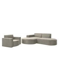 SOFASET Palma Ecksofa Sessel Opera - Perlmutt, Holzwerkstoff/Textil (236/78/165cm) - Fun Möbel