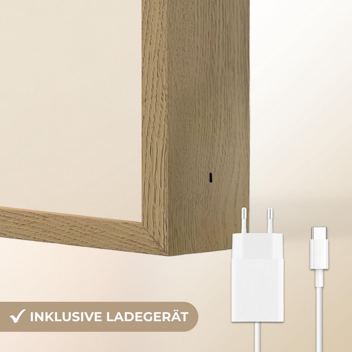 WANDLEUCHTE MIT AKKU Formen - Blau - Abstrakt 40x30 cm - Dunkelblau, Holzwerkstoff (40/30/8cm) - OnlyWow