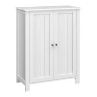 BADEZIMMER-BODENSCHRANK, Badezimmerschrank mit 4 Schubladen, freistehender Badezimmerschrank, mit 1 Tür, verstellbares Regal, 30 x 55 x 82 cm, Grau LH - Weiß, Holzwerkstoff (30/80/36cm) - Calicosy
