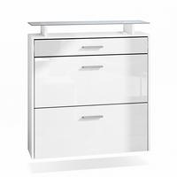 SCHUHSCHRANK Malea Front in Weiß Hochglanz - Weiß Hochglanz, Holzwerkstoff (89/96/23cm) - Vladon