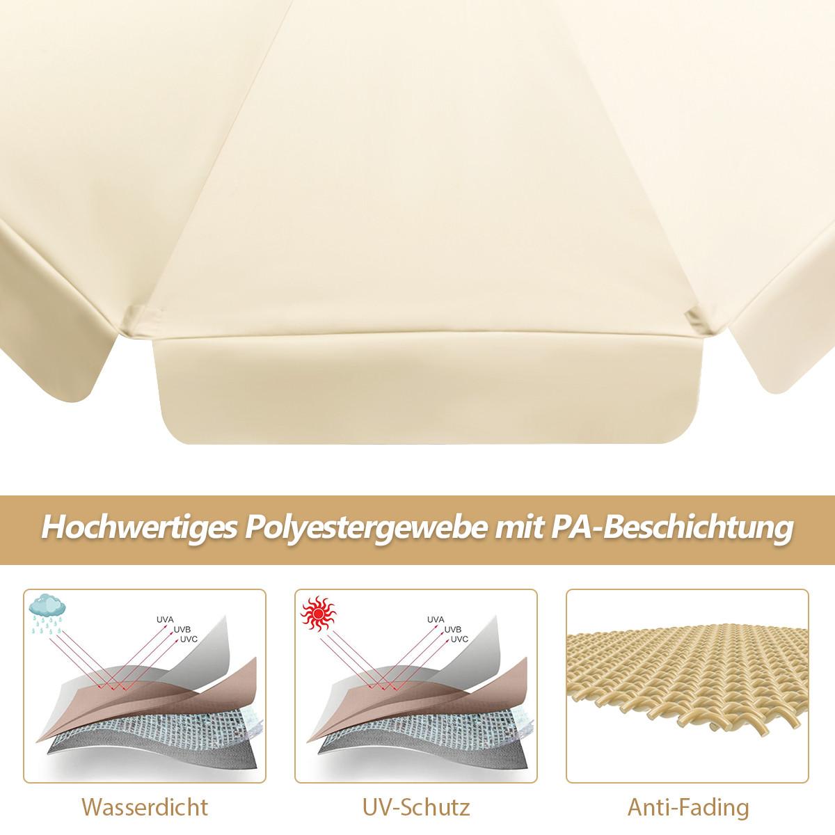 SONNENSCHIRM 300cm Beige - Beige, Holz (300/300cm) - COSTWAY