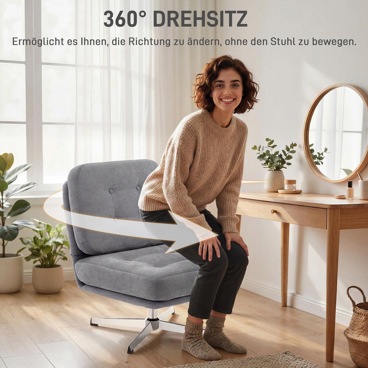 LOUNGESESSEL aus Polyester Hellgrau - Silberfarben/Hellgrau, Textil/Metall (70/84/87cm) - HOMCOM