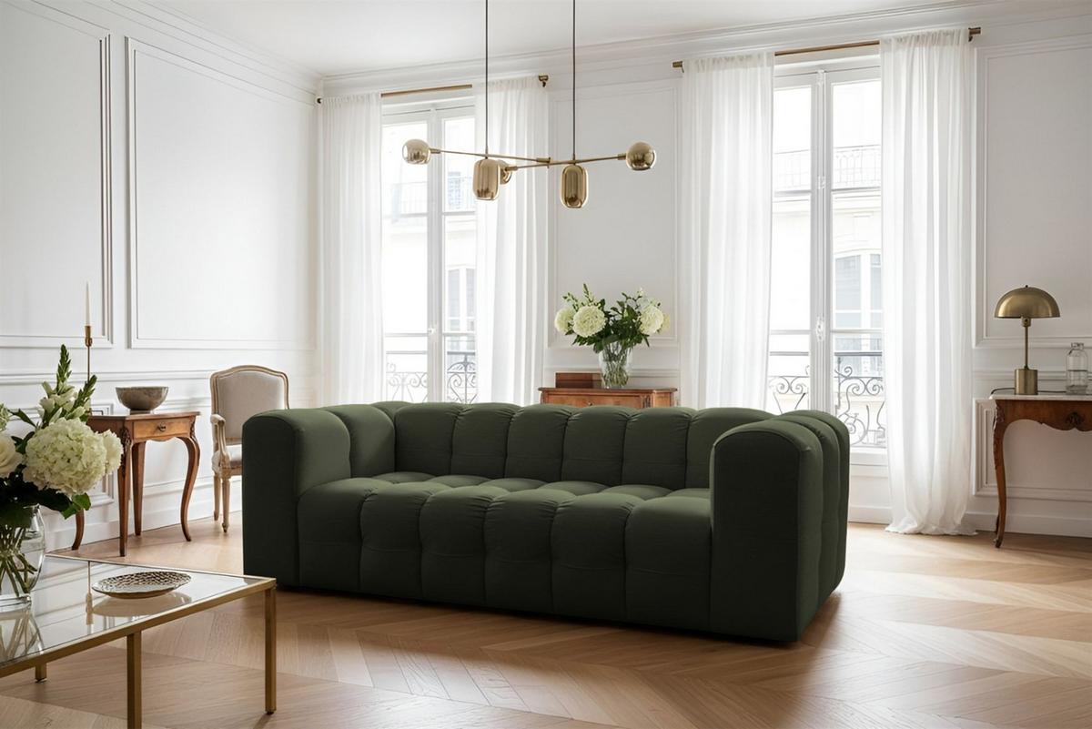 SOFASET Solvie 2-3 In Tiffani - Grün, Holzwerkstoff/Textil (230/75/106cm) - Fun Möbel