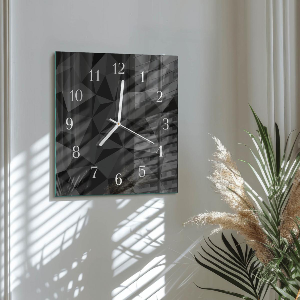 WANDUHR aus Glas 30x30 cm - 3D-Muster - Schwarz, Glas (30/30/0.4cm) - TULUP