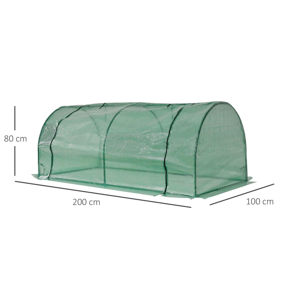 GEWÄCHSHAUS, 200L x 100B x 80H cm - Grün, Kunststoff (100/80/200cm) - Outsunny